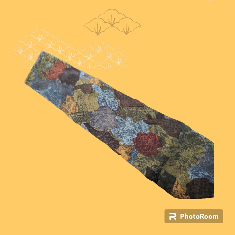 Alcione Milano 100% Silk Mens Multicolored Leaves Pattern Necktie Tie